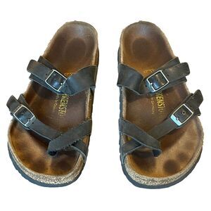 Birkenstock Mayari Sandals Black Leather Womens 5/5.5 EUR 36